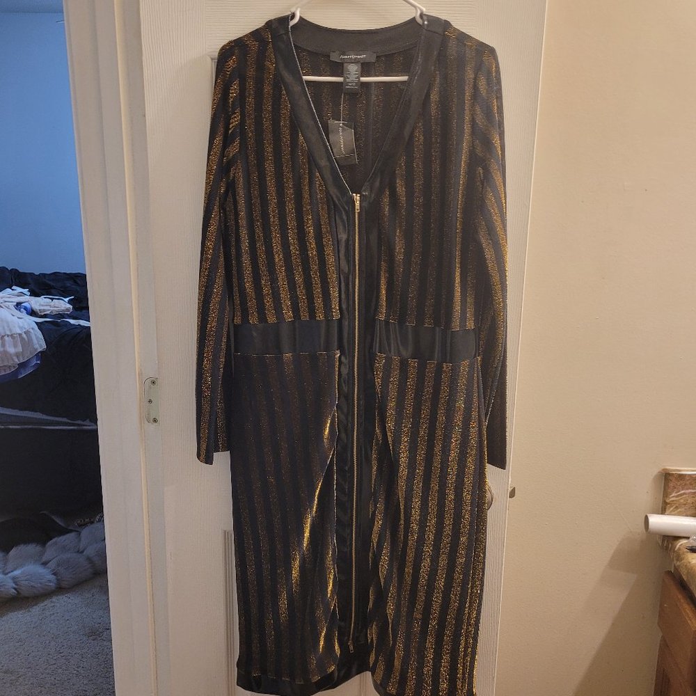 Black and gold mini dress